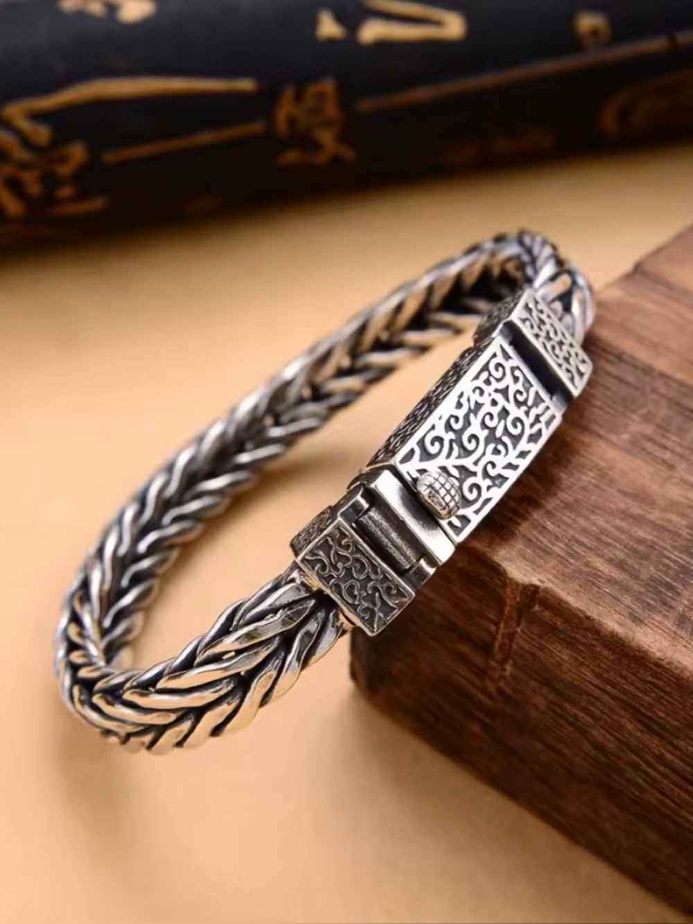 Men’s Bracelet 8mm Wheat link chain Solid 925 Sterling Silver Handmade